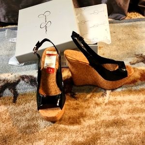 Jessica Simpson Patent Cork Wedges